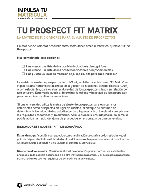 ITMR _ TU PROSPECT FIT MATRIX